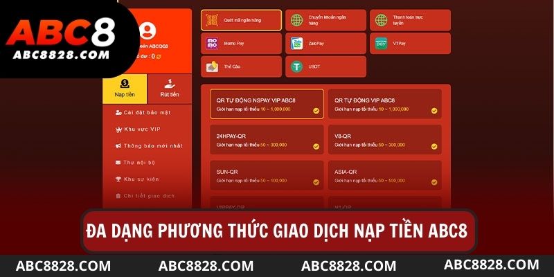 Cung cấp đa dạng các cách thức nạp tiền tiện lợi