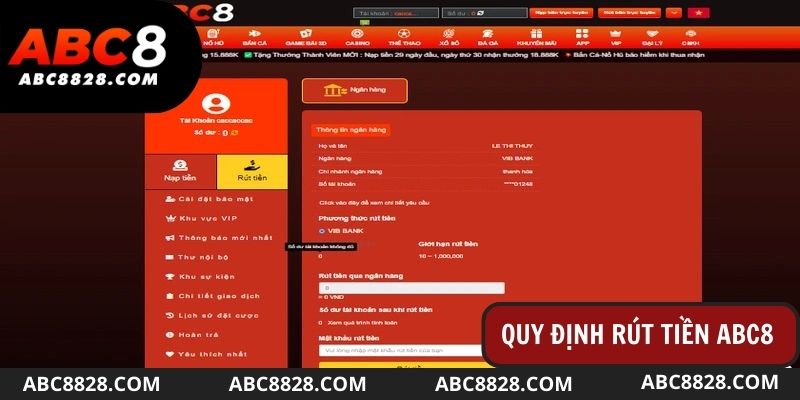 Hội viên cần tuân thủ theo các quy định rút tiền Abc8 
